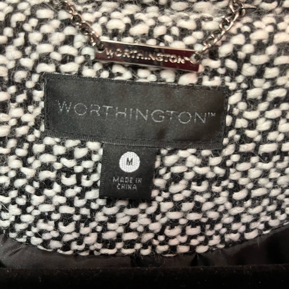 EUC Women’s Worthington Dress coat in medium black and white. #66 - Picture 3 of 5